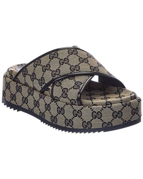 gucci women's platform slide sandals|Gucci flat sandals women's.